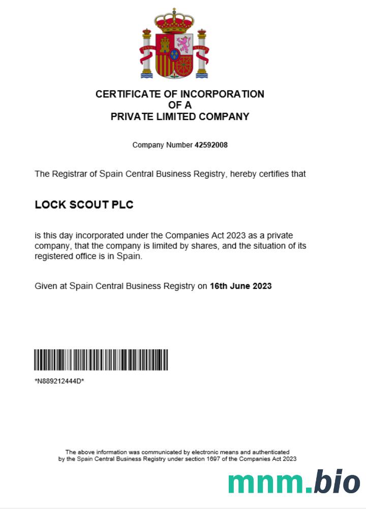 Hiszpania business registration vcertyfikat Word i szablon PDF